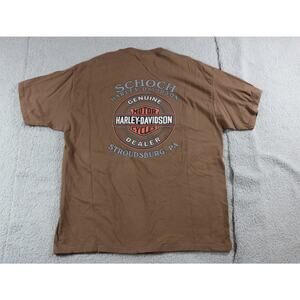 Harley Davidson T-Shirt 2XL Brown Stroudsburg PA Schoch Vintage Hanes Beefy USA